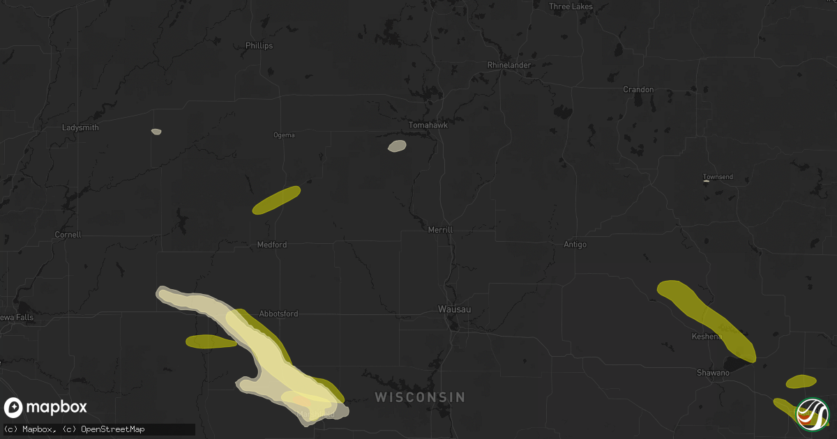 Hail map in Merrill, WI on June 24, 2026