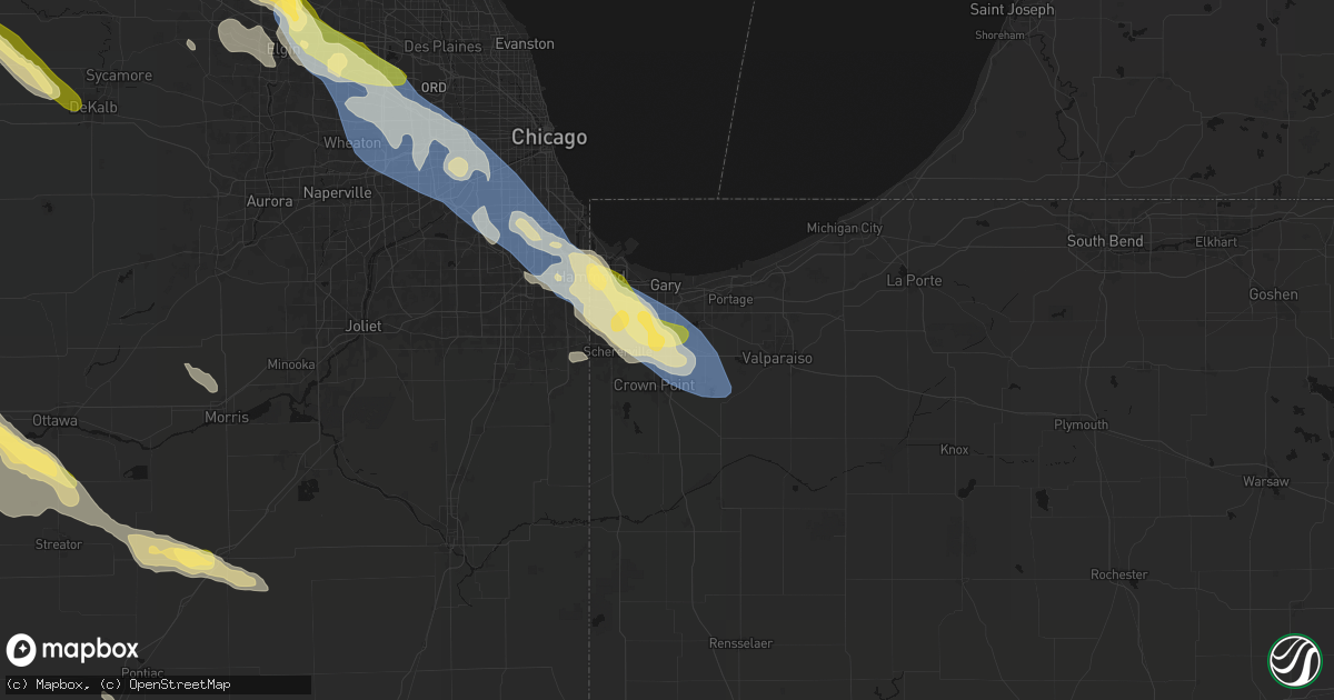 Hail map in Merrillville, IN on June 24, 2026