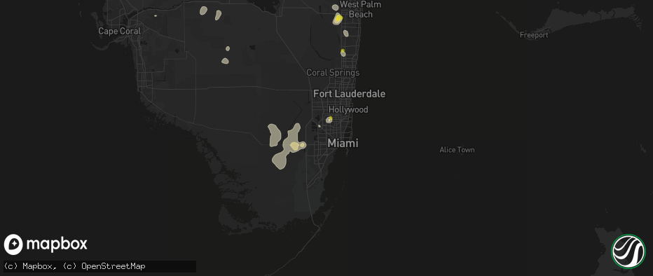 Hail map in Miami, FL on June 24, 2026