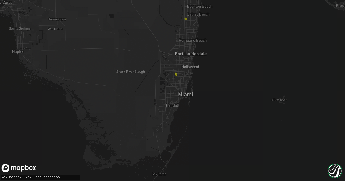 Hail map in Miami, FL on June 24, 2026