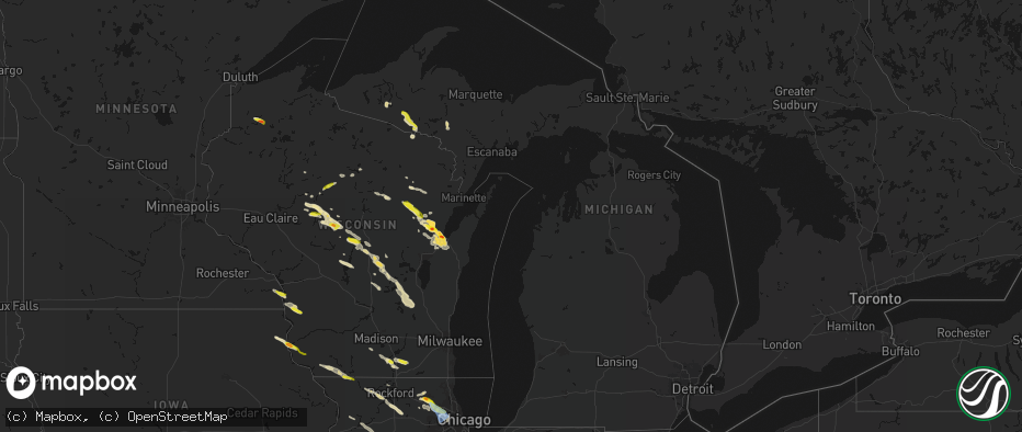 Hail map in Michigan on June 24, 2026