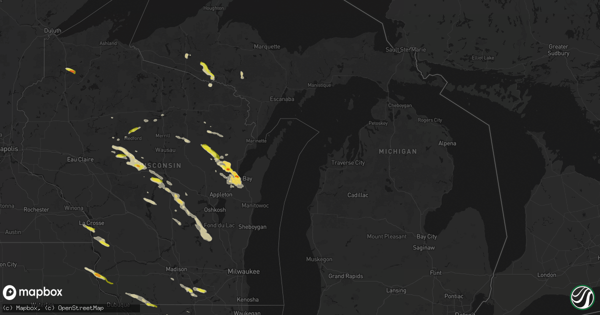 Hail map in Michigan on June 24, 2026