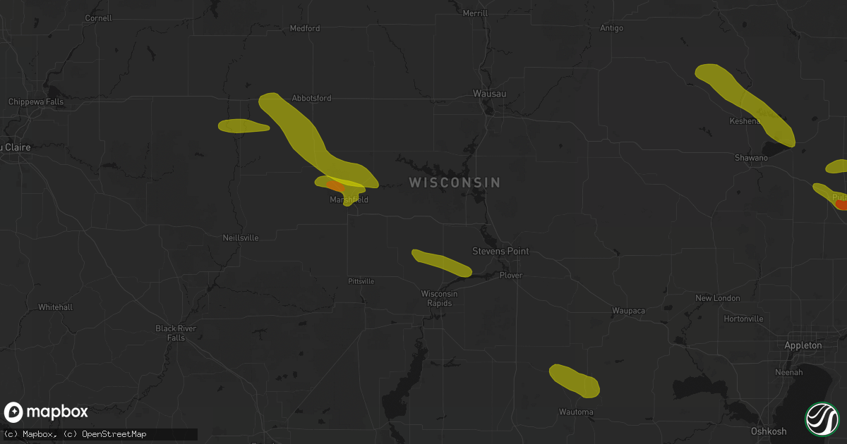 Hail map in Milladore, WI on June 24, 2026