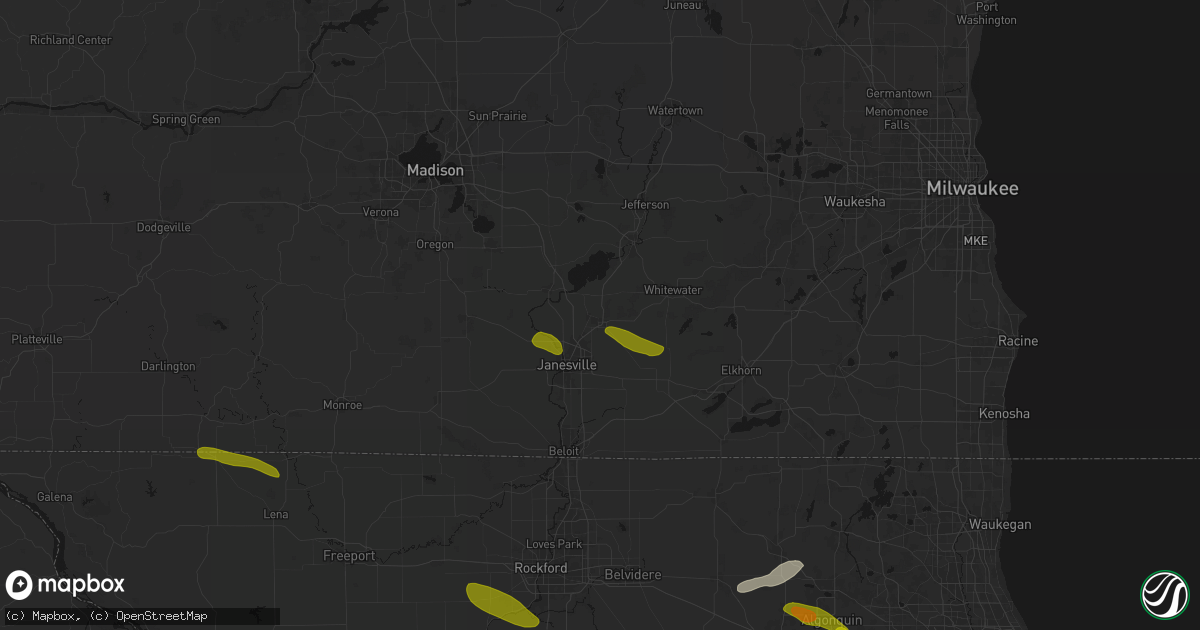 Hail map in Milton, WI on June 24, 2026