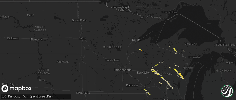 Hail map in Minnesota on June 24, 2026