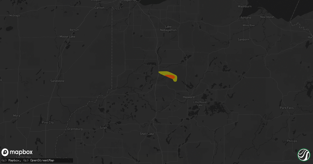 Hail map in Minong, WI on June 24, 2026