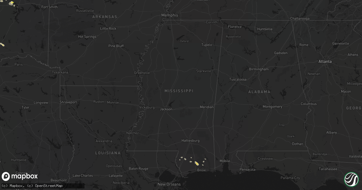 Hail map in Mississippi on June 24, 2026