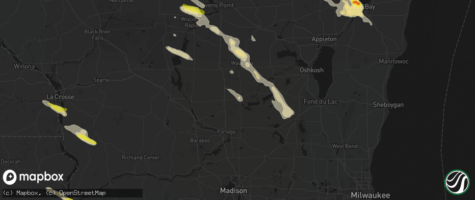 Hail map in Montello, WI on June 24, 2026
