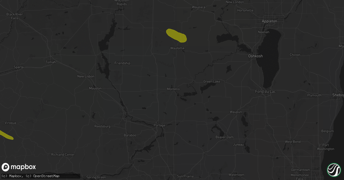 Hail map in Montello, WI on June 24, 2026
