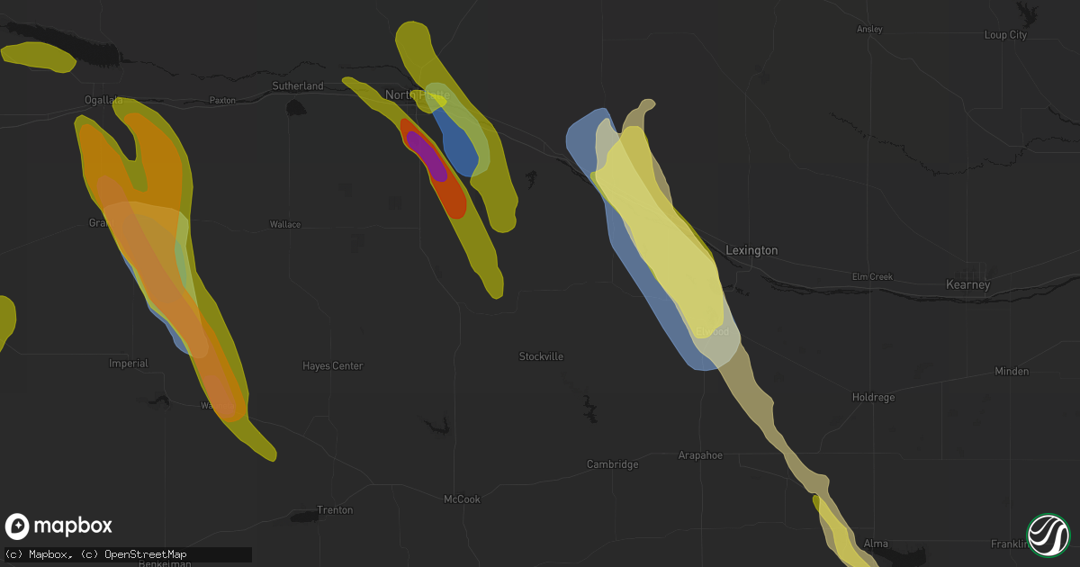 Hail map in Moorefield, NE on June 24, 2026