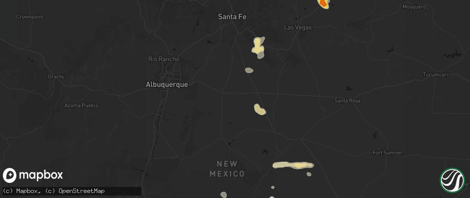 Hail map in Moriarty, NM on June 24, 2026