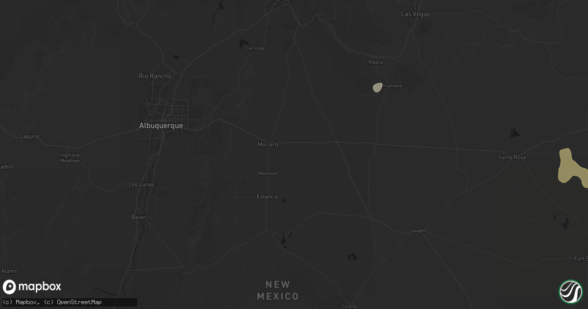 Hail map in Moriarty, NM on June 24, 2026