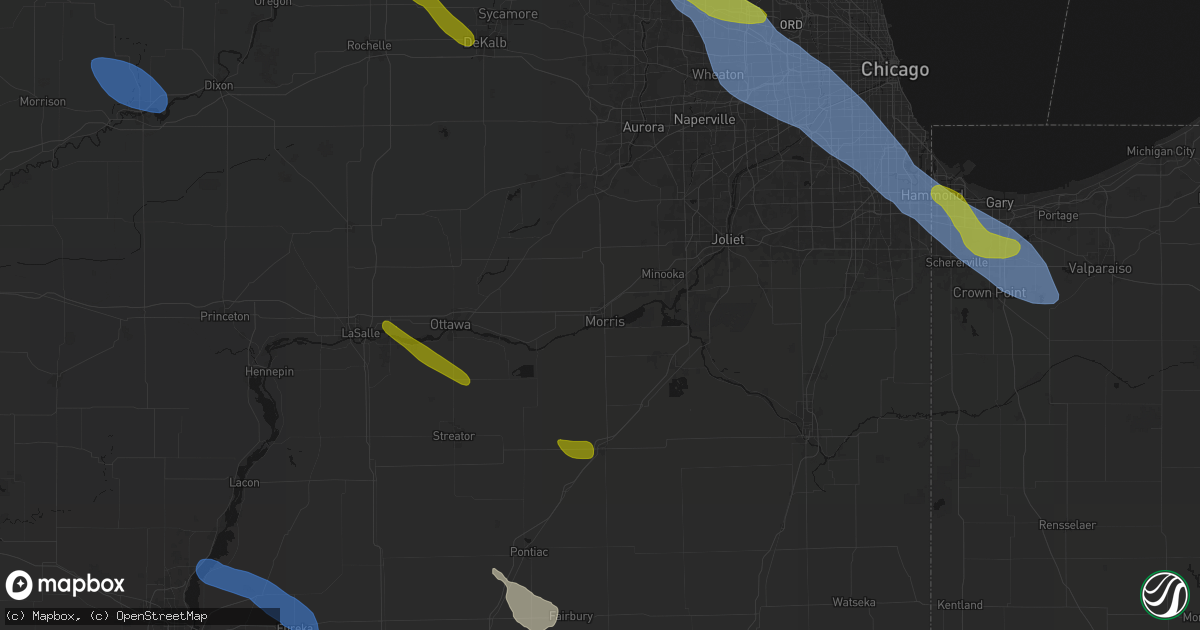 Hail map in Morris, IL on June 24, 2026