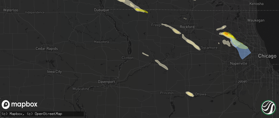 Hail map in Morrison, IL on June 24, 2026