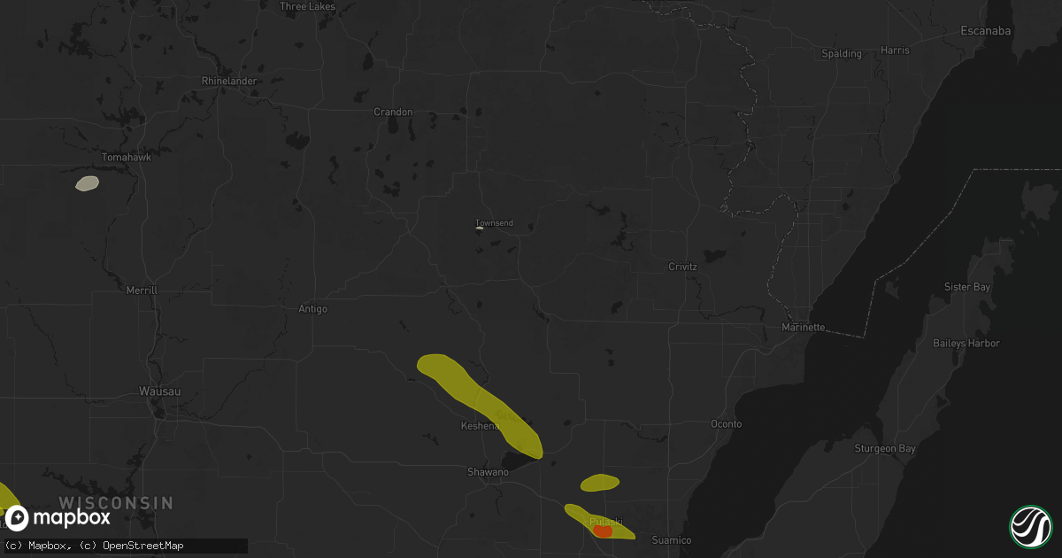 Hail map in Mountain, WI on June 24, 2026