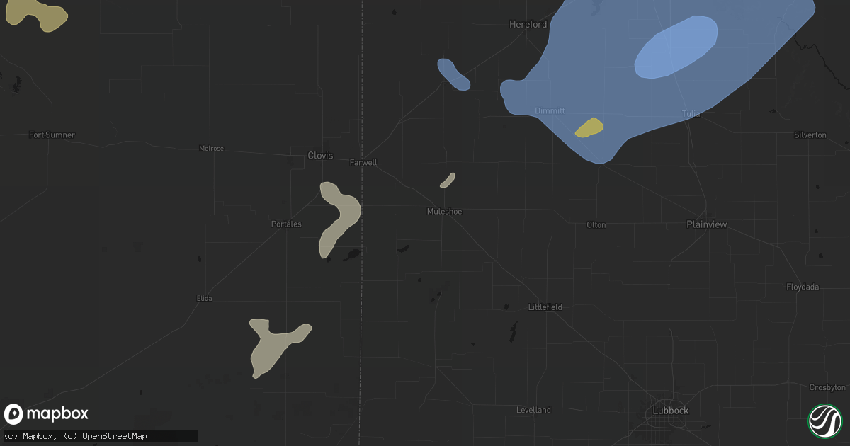 Hail map in Muleshoe, TX on June 24, 2026