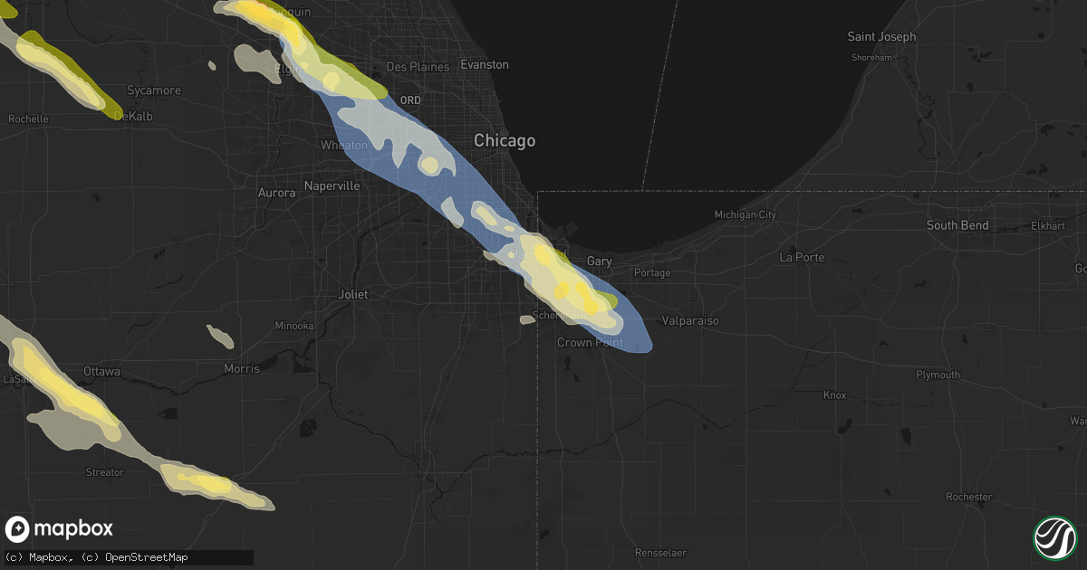 Hail map in Munster, IN on June 24, 2026