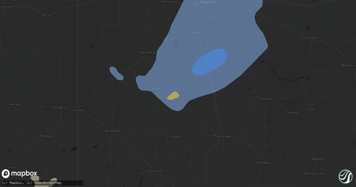 Hail map in Nazareth, TX on June 24, 2026