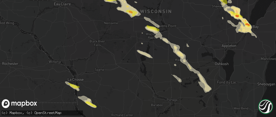 Hail map in Necedah, WI on June 24, 2026