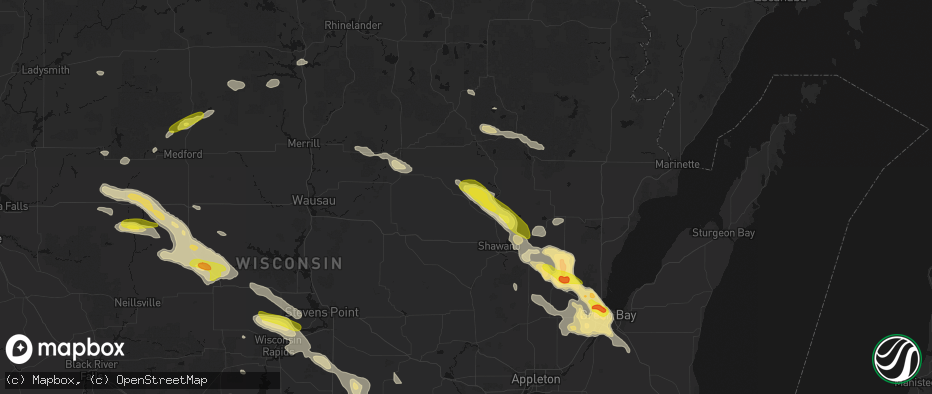 Hail map in Neopit, WI on June 24, 2026