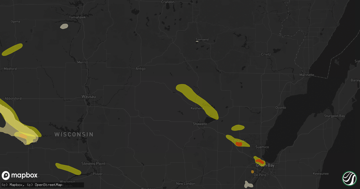 Hail map in Neopit, WI on June 24, 2026