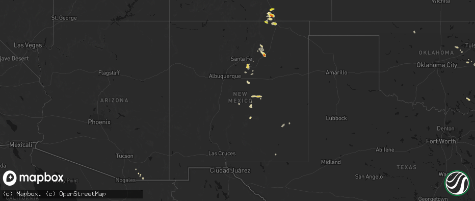 Hail map in New Mexico on June 24, 2026
