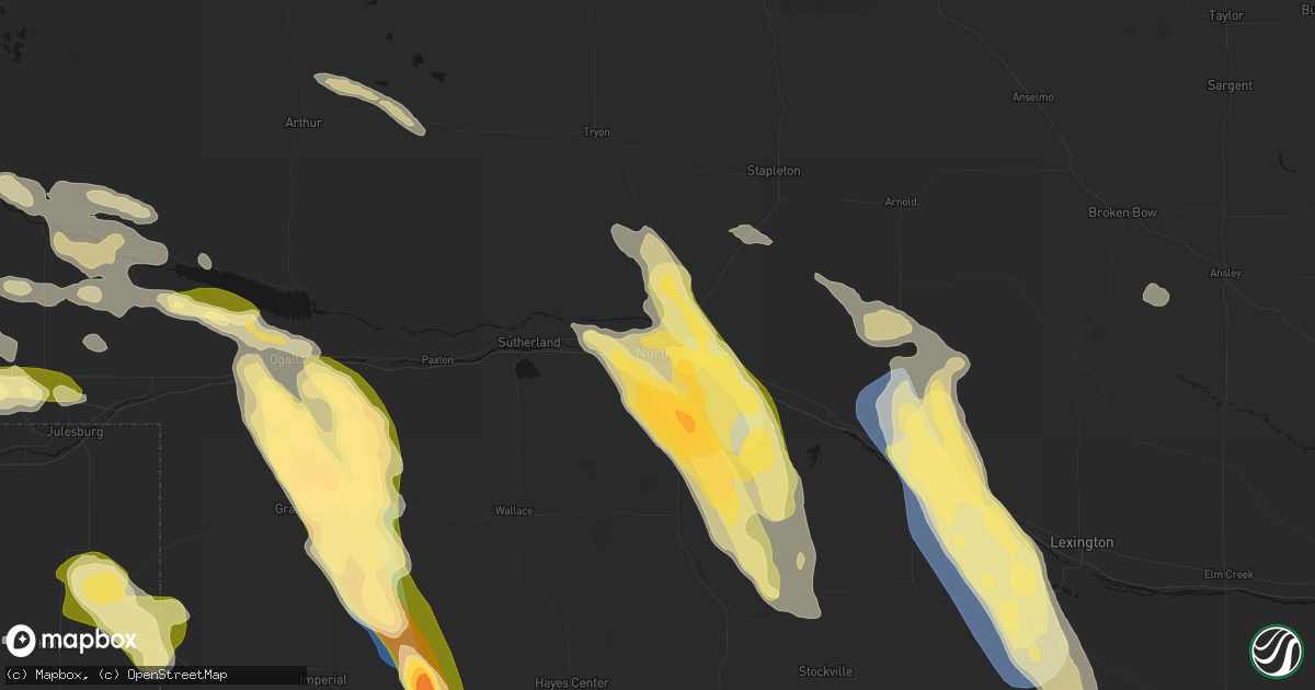 Hail map in North Platte, NE on June 24, 2026