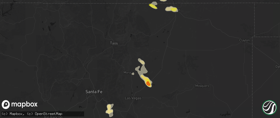 Hail map in Ocate, NM on June 24, 2026
