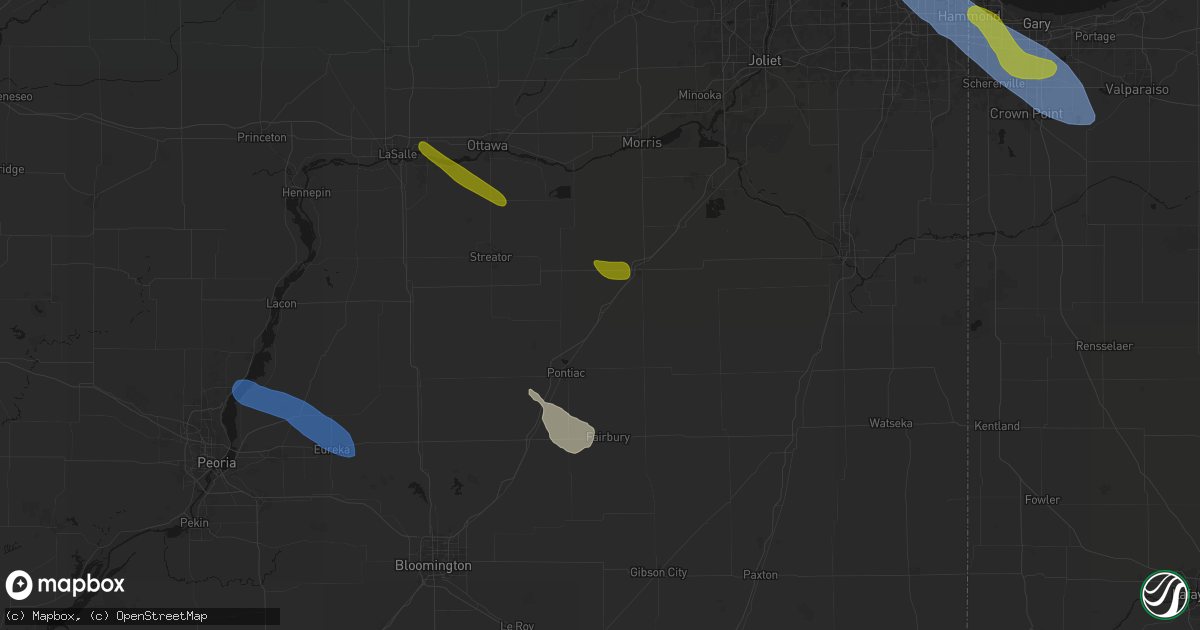 Hail map in Odell, IL on June 24, 2026