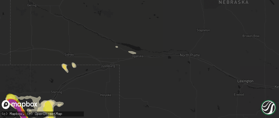 Hail map in Ogallala, NE on June 24, 2026