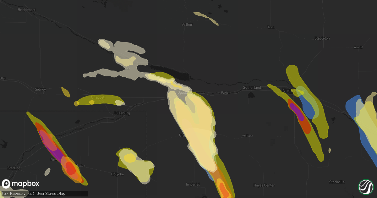 Hail map in Ogallala, NE on June 24, 2026
