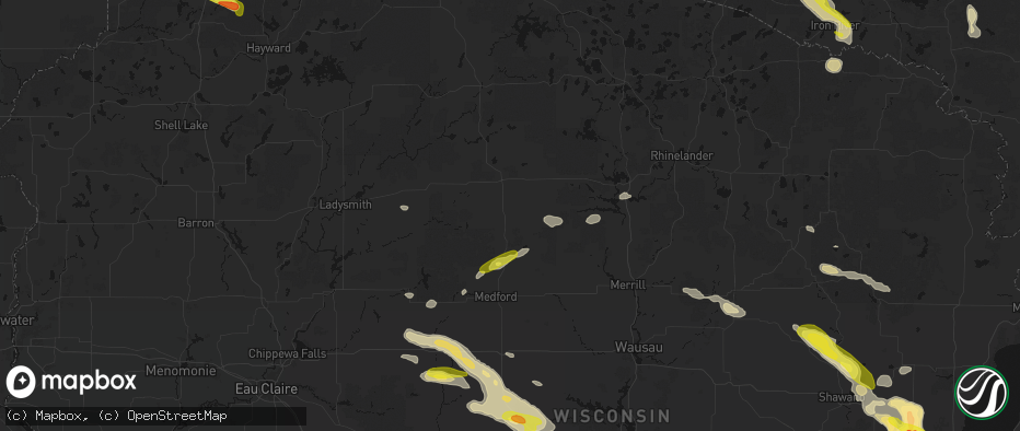 Hail map in Ogema, WI on June 24, 2026