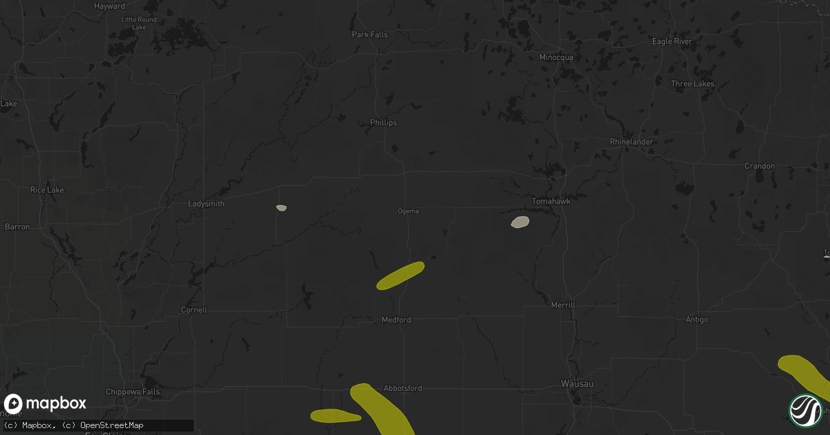 Hail map in Ogema, WI on June 24, 2026