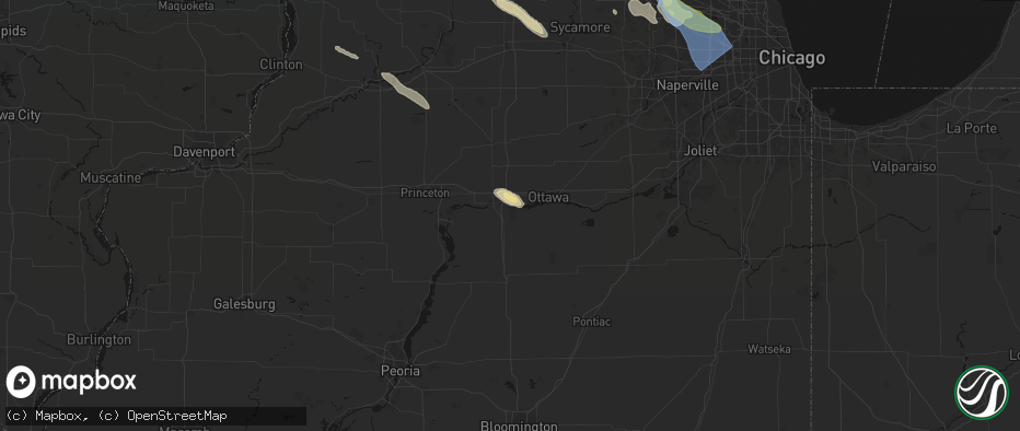 Hail map in Oglesby, IL on June 24, 2026