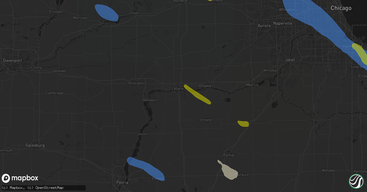 Hail map in Oglesby, IL on June 24, 2026