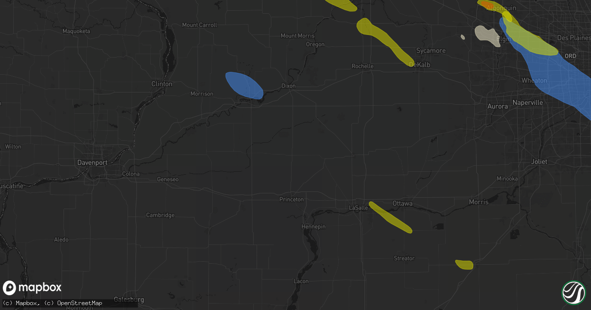 Hail map in Ohio, IL on June 24, 2026