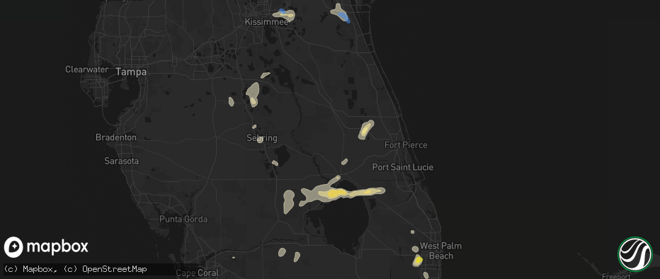 Hail map in Okeechobee, FL on June 24, 2026
