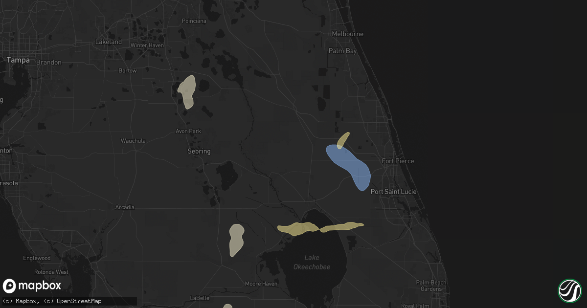 Hail map in Okeechobee, FL on June 24, 2026