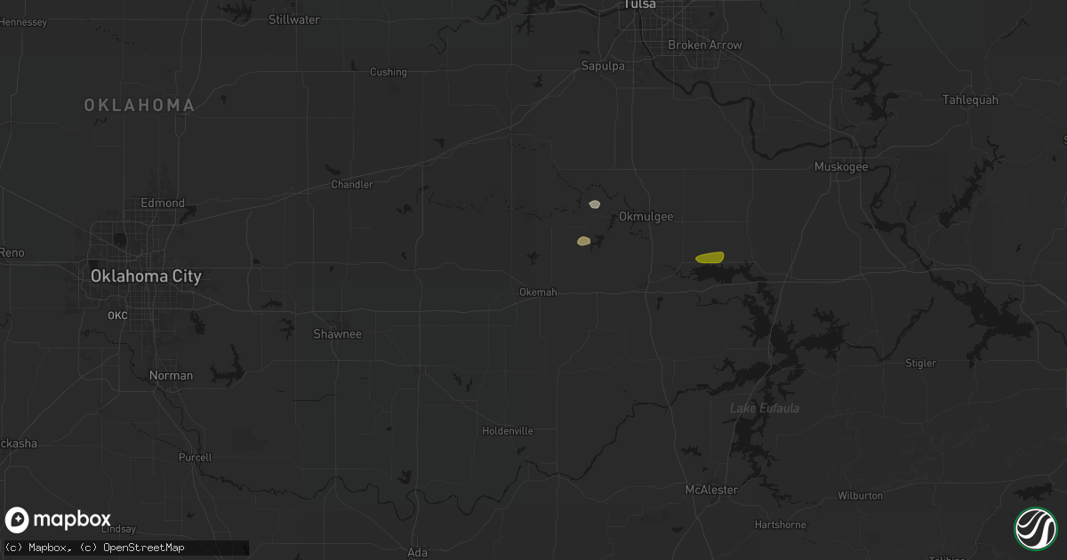Hail map in Okemah, OK on June 24, 2026