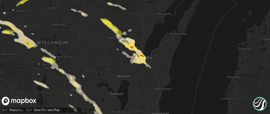 Hail map in Oneida, WI on June 24, 2026