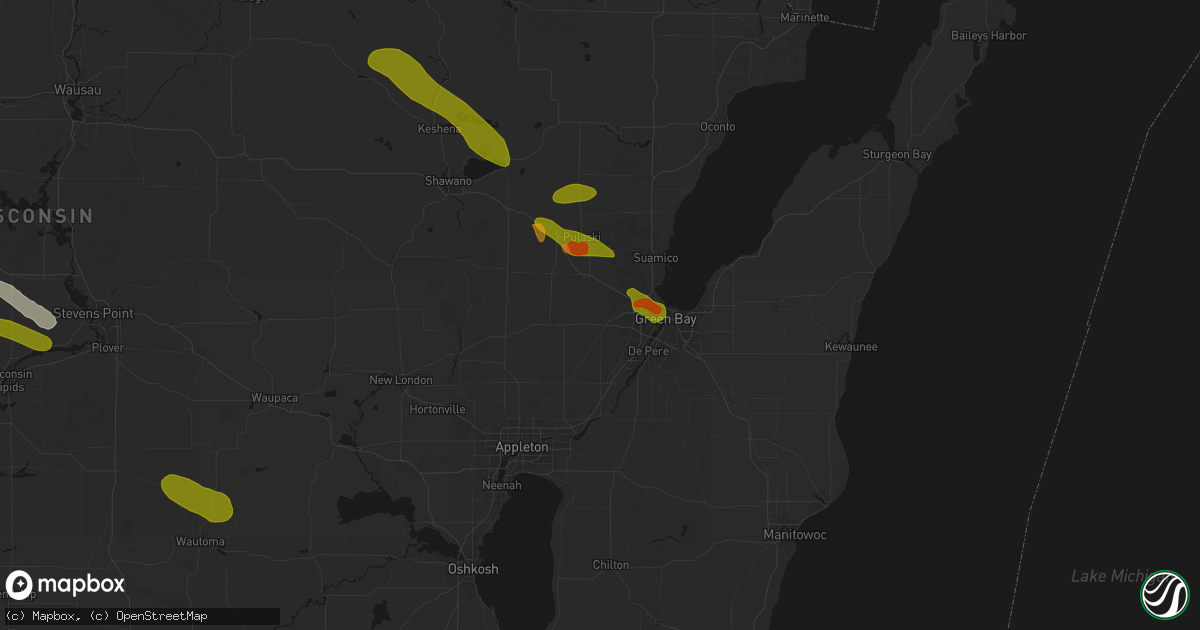 Hail map in Oneida, WI on June 24, 2026