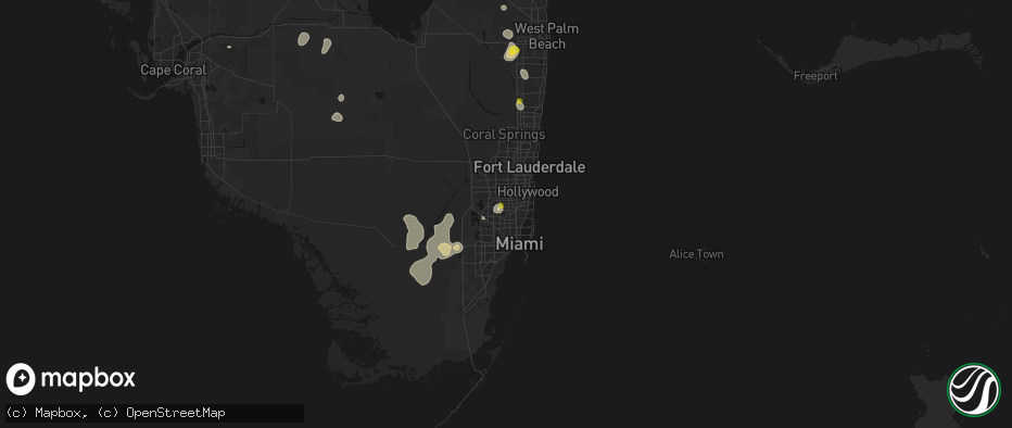 Hail map in Opa Locka, FL on June 24, 2026