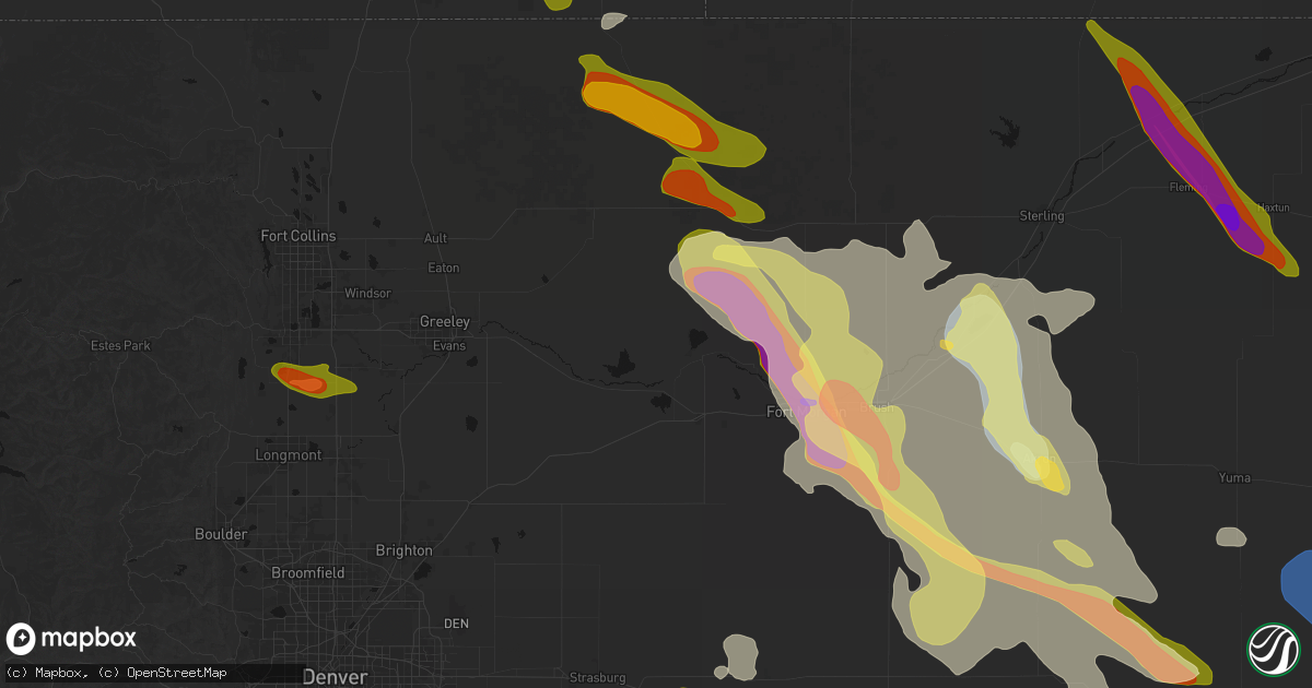 Hail map in Orchard, CO on June 24, 2026
