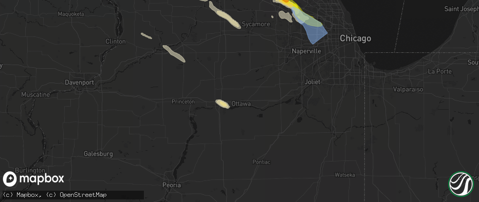 Hail map in Ottawa, IL on June 24, 2026