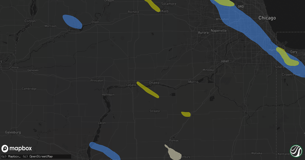Hail map in Ottawa, IL on June 24, 2026