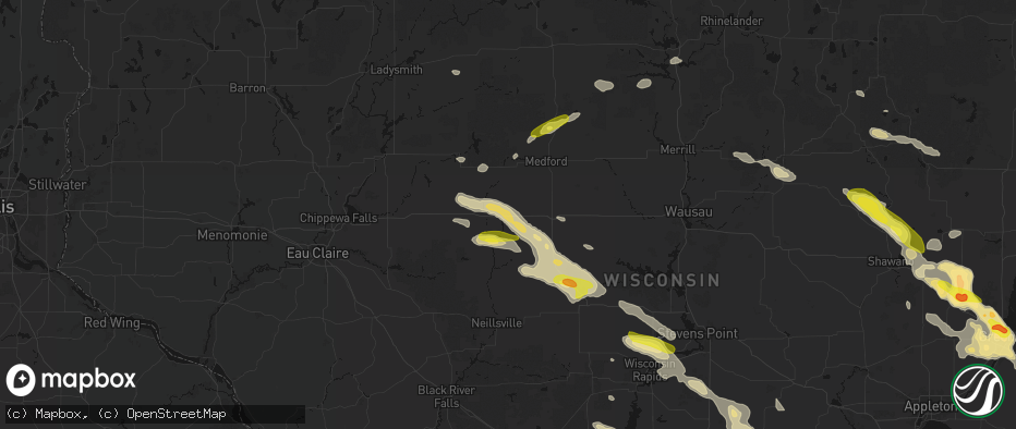 Hail map in Owen, WI on June 24, 2026