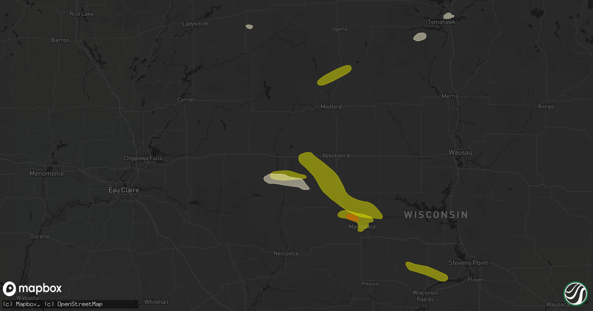 Hail map in Owen, WI on June 24, 2026