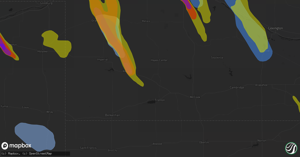 Hail map in Palisade, NE on June 24, 2026
