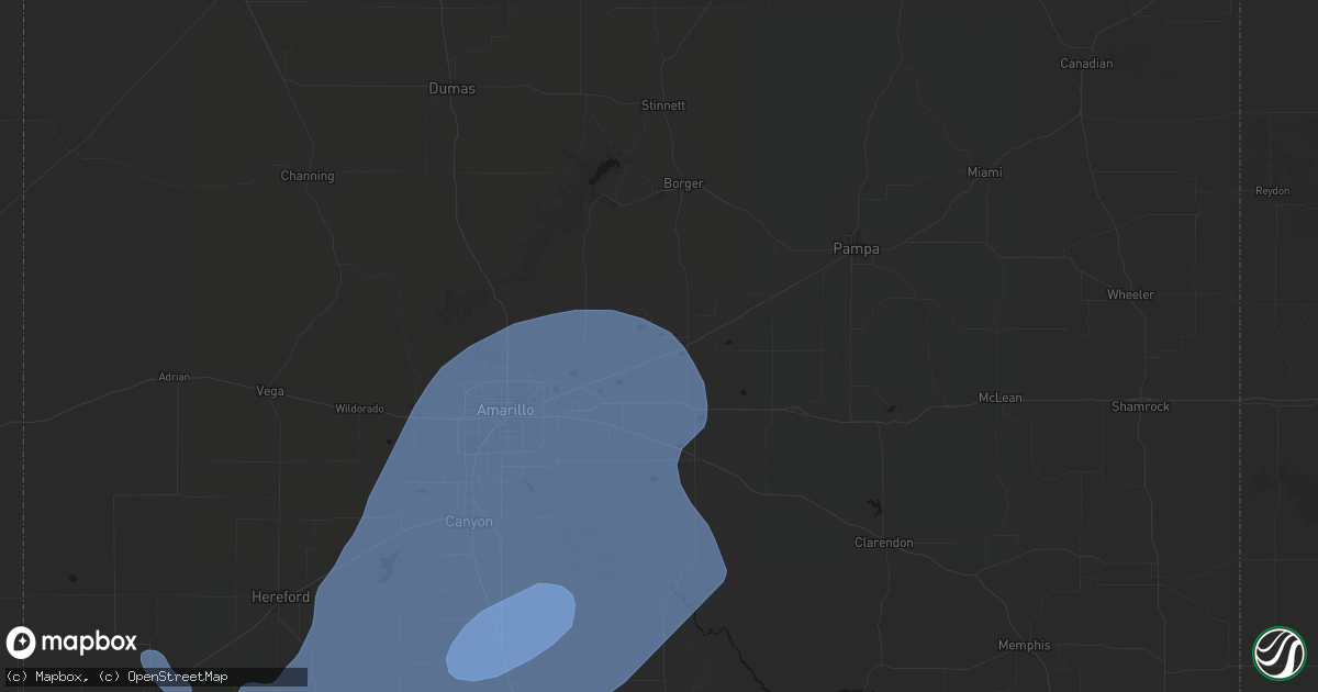 Hail map in Panhandle, TX on June 24, 2026