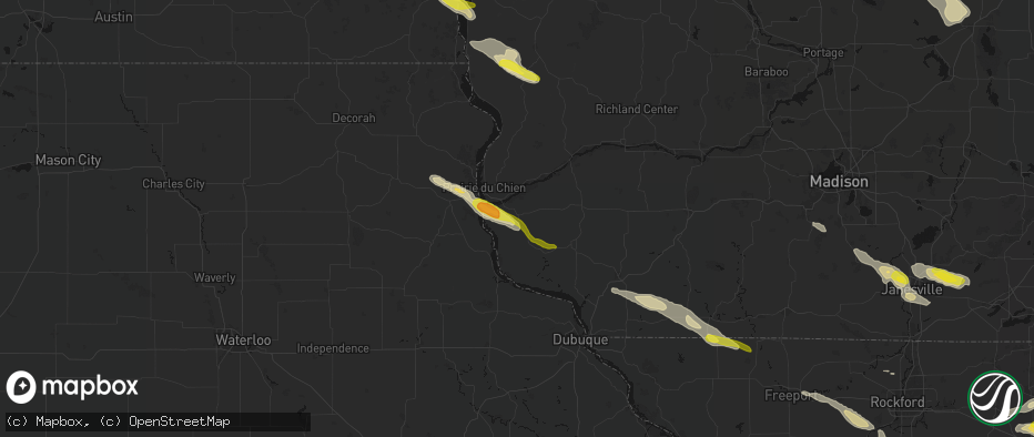 Hail map in Patch Grove, WI on June 24, 2026